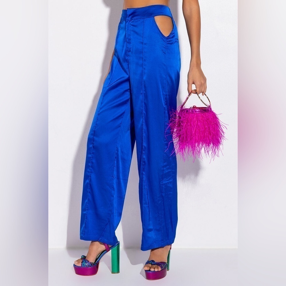 AKIRA KEEP IT SIMPLE HIGH PAISTED SATIN TROUSERS NWT XL